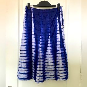 Tory Burch indigo navy lavender tie dye midi pleated skirt 2